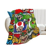 Cartoon Super Mario Blanket for Kids Flannel Throw Blanket Super Mario Merch for Boys Grils